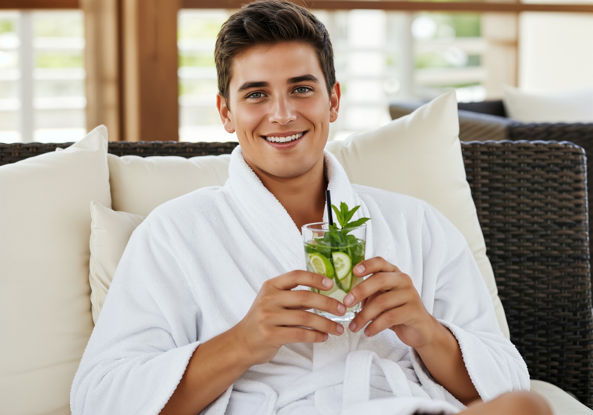 Junger Mann entspannt im Spa-Bereich | Escort Düsseldorf